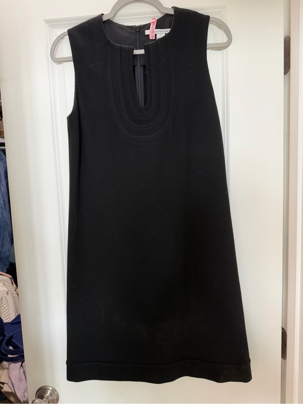 Diane Von Furstenberg Black Sleeveless Mini Dress with Keyhole Detail